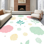 Pastel Seashell Foliage Scattered Arrangement Rug