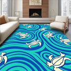 Sea Turtle Swirl Aqua Blue Rug