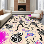 Spooky Skeleton Crimson Blue Swirl Rug