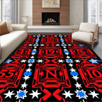 Bold Red Geometric Numbers Stars Rug