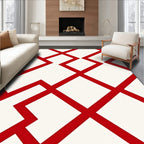 Bold Red Geometric Interlocking Diamond Rug