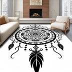 Ornate Black Mandala Dream Catcher Rug