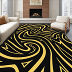 Bold Yellow Swirl Abstract Rug