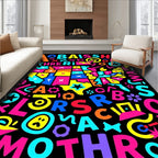 Colorful Abstract USA Map Alphabet Rug