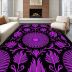 Vibrant Pink Floral Crested Sunburst Rug