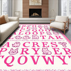 Pink Cute Animal Alphabet LettersRug Rug