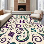 Vintage Botanical Monogram Letters Rug