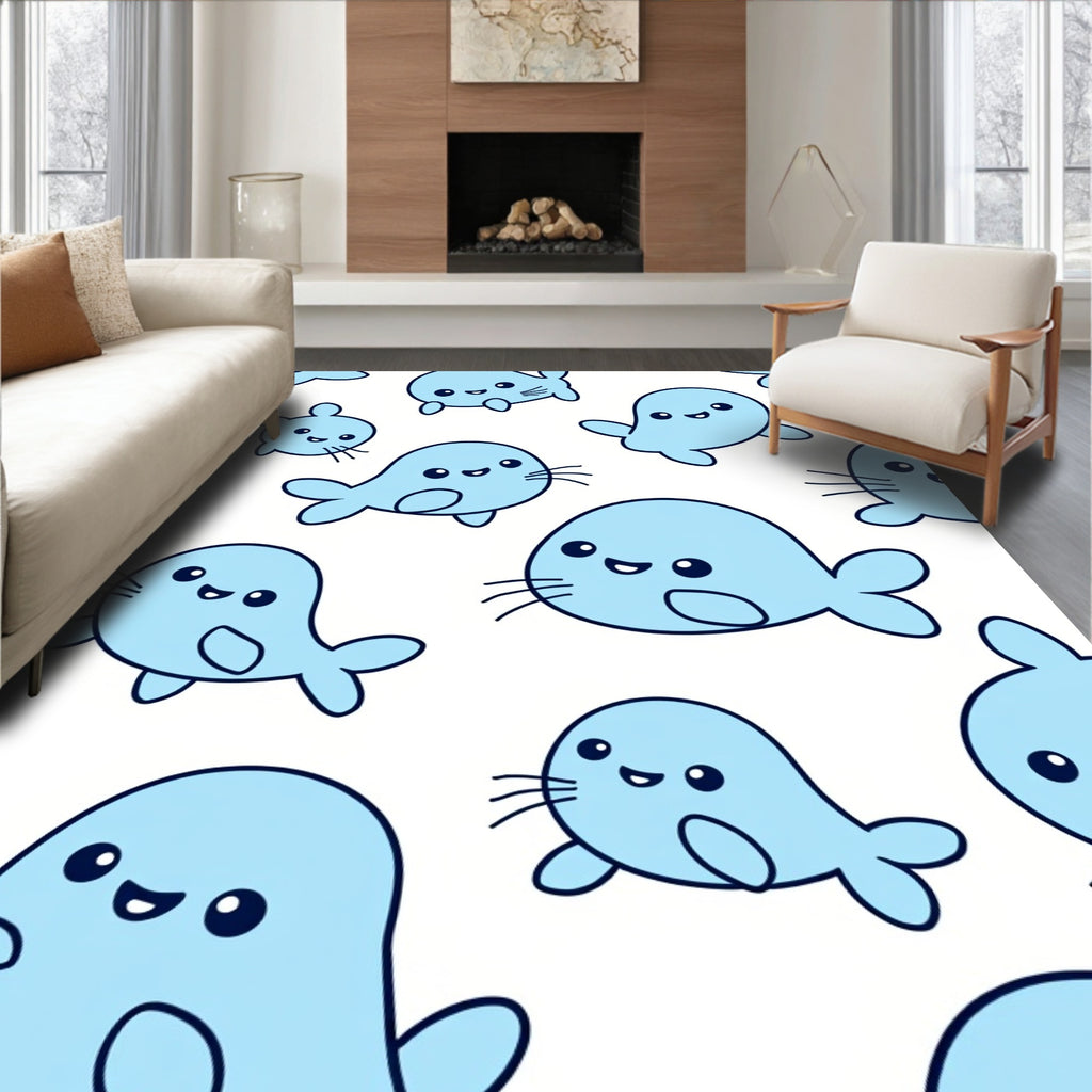 Cute Blue Seal Aquatic Pals Rug