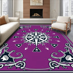 Purple White Compass Rose Art Nouveau Rug