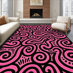 Hot Pink Swirl Abstract Fabric Rug