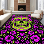 Neon Skull Floral Fiesta Rug