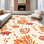 Playful Elephant Lion Sunny Orange Medley Rug