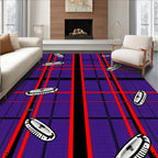 Vibrant Purple Red Plaid Oval Rug