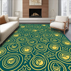 Yellow Faces Spiral Teal Rug