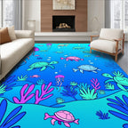 Ocean Turtles and Jellyfish Theme Rug
