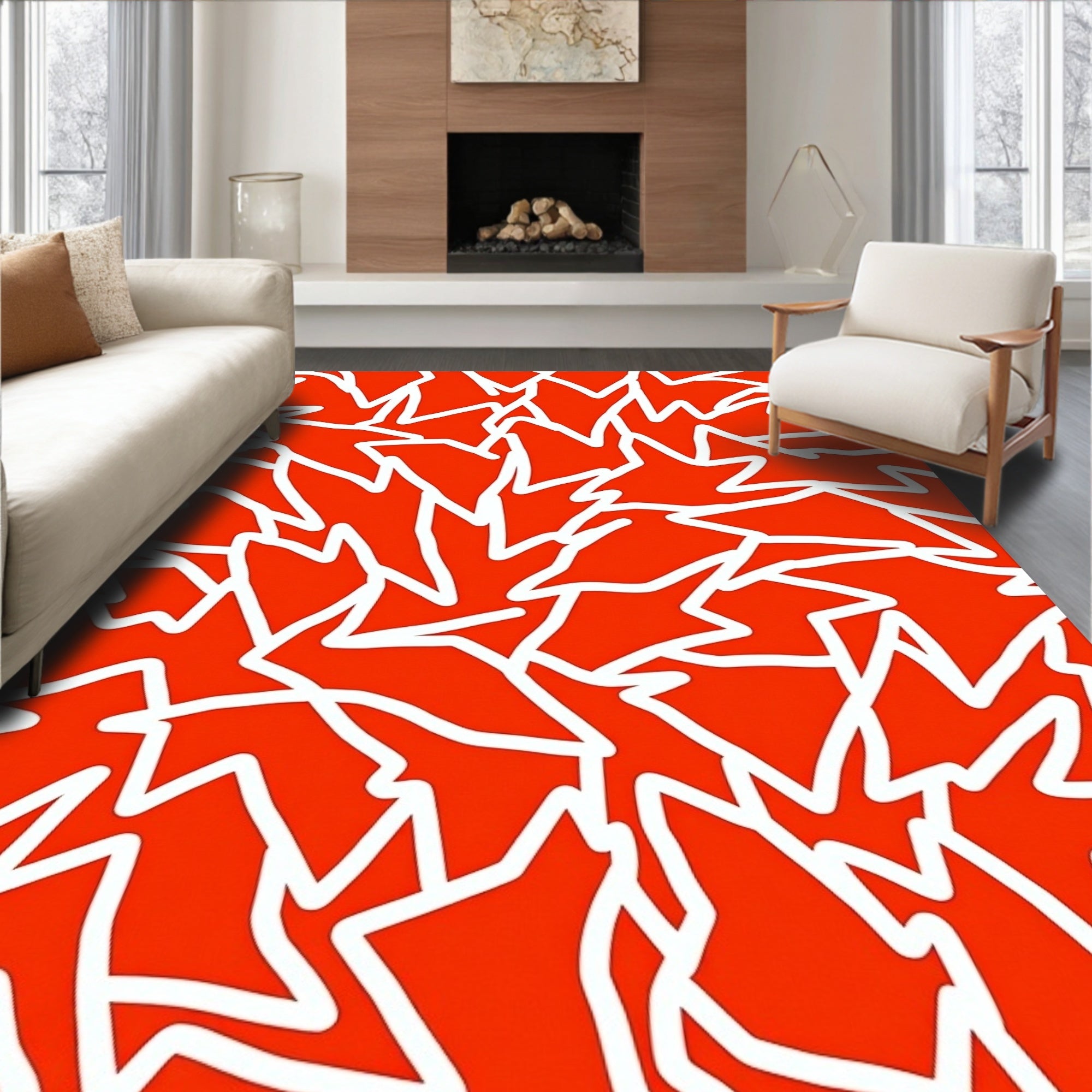 Bold Orange Jagged Interruption Rug