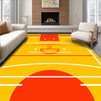 Retro Orange Geometric Basketball Court Rug