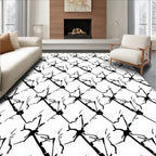 Abstract Black White Jagged Lines Rug
