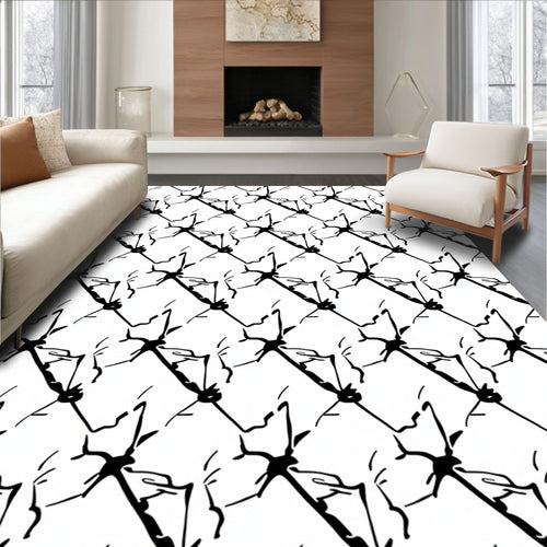 Abstract Black White Jagged Lines Rug
