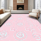 Soft Pink Abstract Floral Swirls Rug