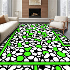 Bright Green Geometric Floral Arrangement Rug