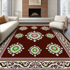 Rich Crimson Bloom Border With Accents Rug