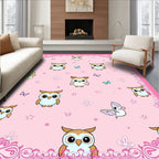 Sweet Owl Butterfly Pink Whimsy Rug