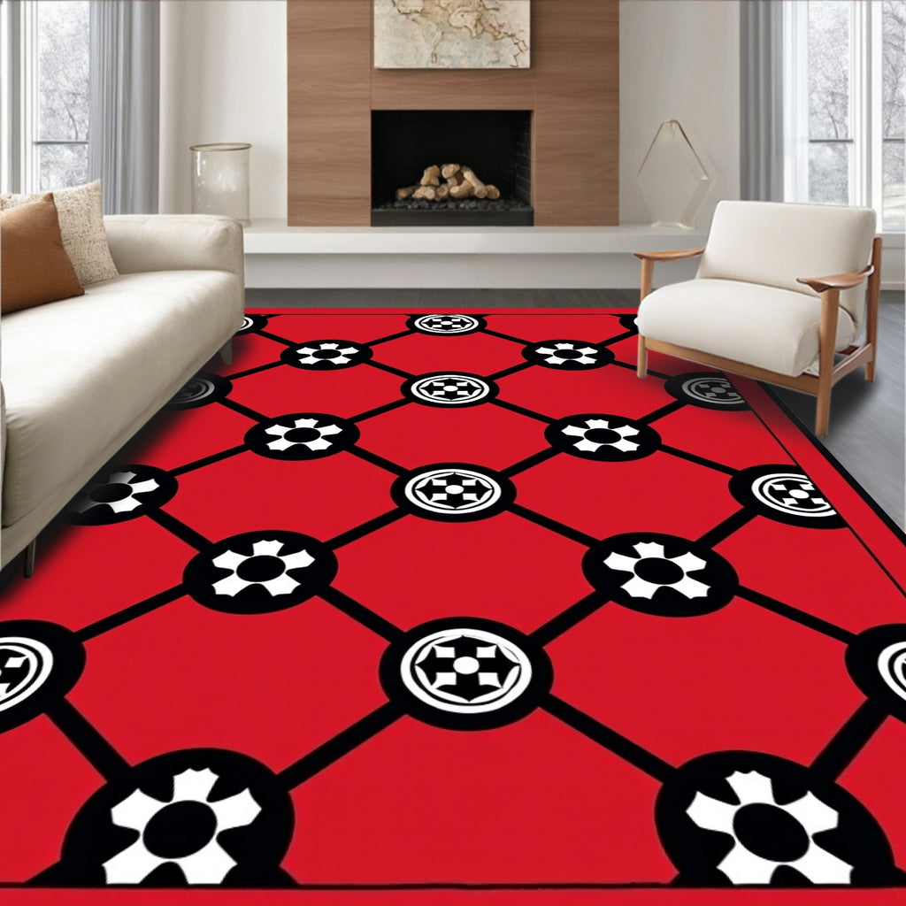 Crimson Lattice Floral Medallion Rug