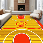 Bold Yellow Red Abstract Court Rug