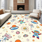 Whimsical Astronaut Playful Space Adventure Rug