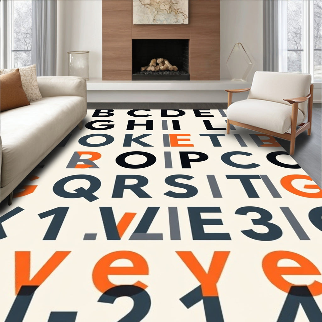Modern Geometric Alphabet Block Rug