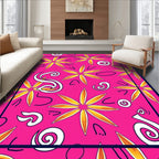 Vibrant Hot Pink Floral Swirl Rug