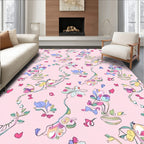 Whimsical Pastel Floral Alphabet Rug