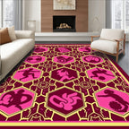 Pink and Burgundy Geometric Sports Hexagons Rug