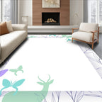 Whimsical Mint Deer Butterfly Foliage Rug