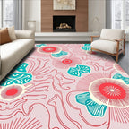 Coral Teal Jellyfish Medallion Rug
