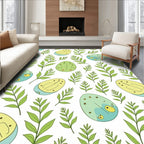 Whimsical Green Egg Branch Pattern Rug