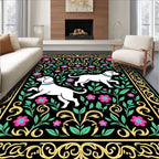 White Dogs In Floral Garden Rug