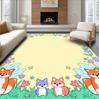 Whimsical Fox Floral Garden Frame Rug