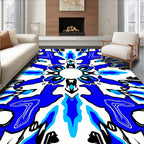 Bold Blue Geometric Medallion Rug