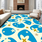 Mid-Century Blue Floral Starburst Rug