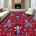 Red Purple Anime Whimsical Characters Rug