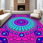 Vibrant Magenta Teal Mandala Bloom Rug