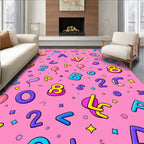 Whimsical Pink Alphabet and Number Playground Rug