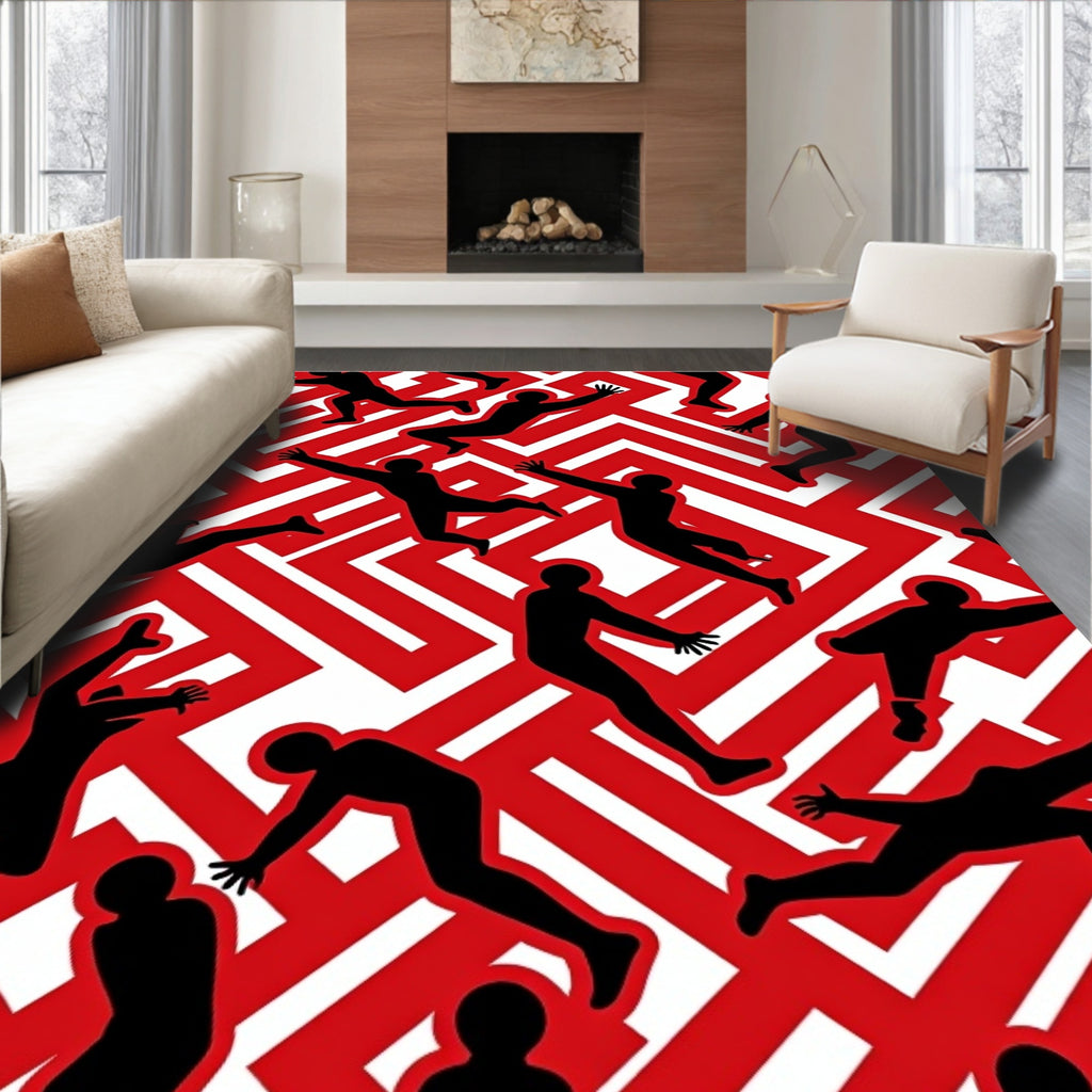 Crimson Maze Figures Rug