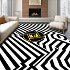 Black White Linear Geometric Circle Rug