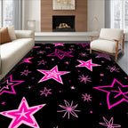 Bold Pink Starburst Night Sky Rug
