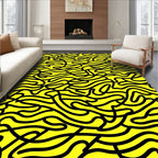 Bold yellow and black looping maze Rug