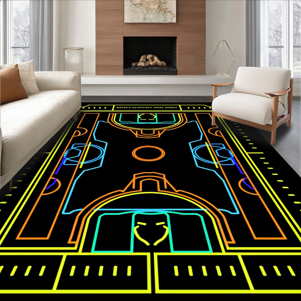 Neon Geometric Stadium Court Rug