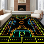 Neon Geometric Stadium Court Rug